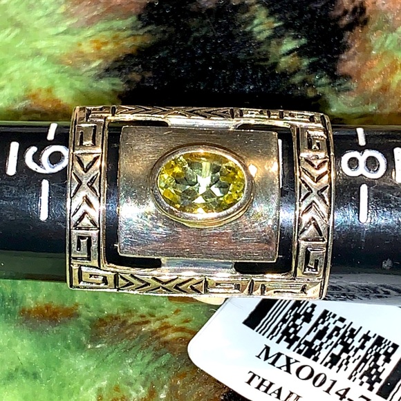 Size 7 .925 SS Aztec 1.15ct Brazilian Yellow Quartz - Picture 1 of 7